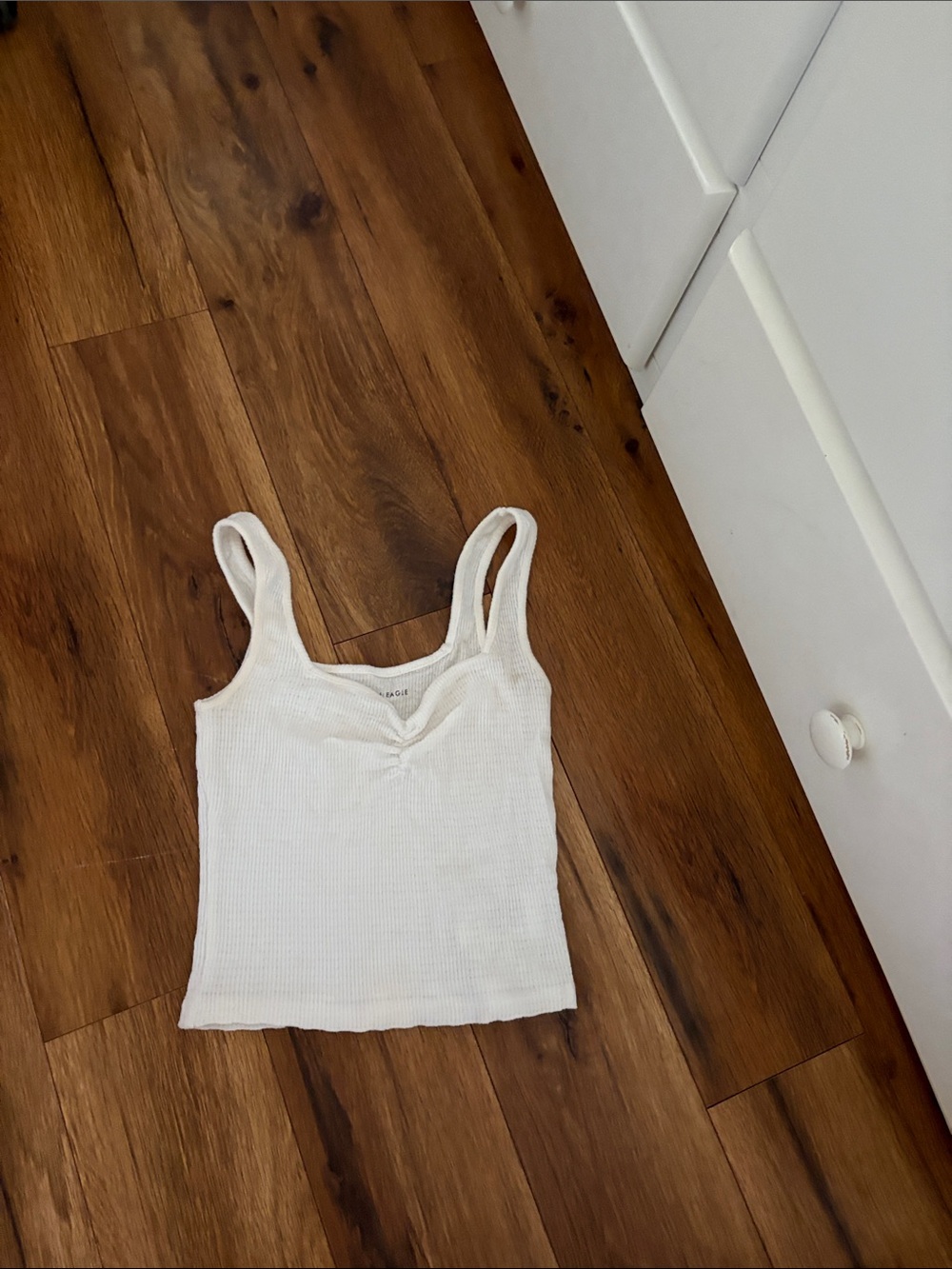 American Eagle Outfitters Cream Ribbed Tank Top